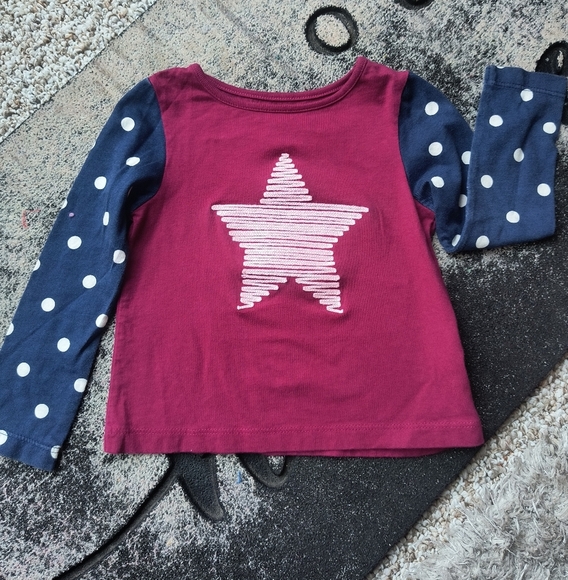Girls Toddler Falls Creek Kids Tshirt Polka Dot Embroidered Star Long Sleeve 24M - Picture 1 of 4